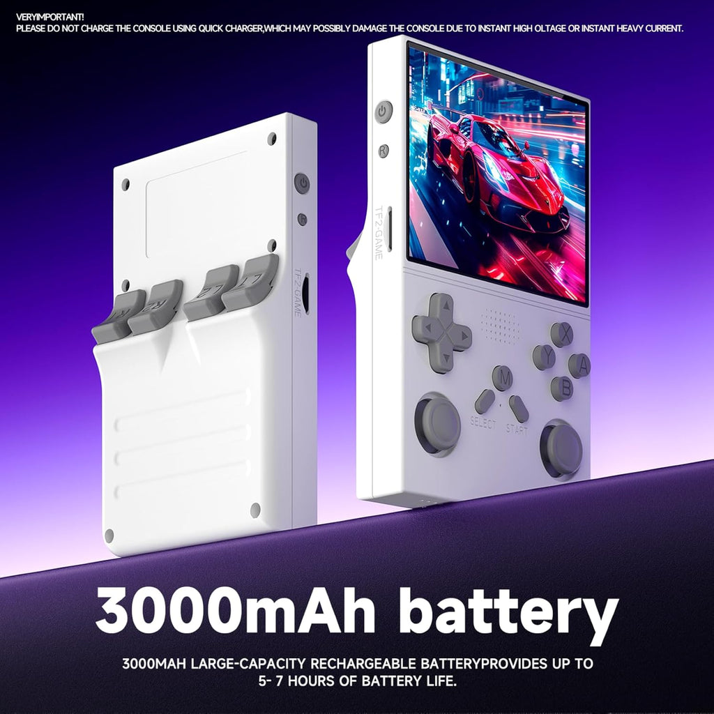 R40 Retro Handheld Game Console - Open Source System,3.5" IPS Screen, 18,000+ Classic Games, 128G TF Card, 3000Mah Battery, Portable Gaming Player for Travel, Retro Gaming Console, White
