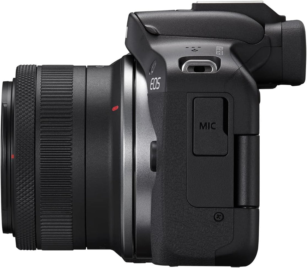 Canon EOS R50 Mirrorless Camera Rf-S18-45Mm F4.5-6.3 Is STM Lens Kit, 24.2 Megapixel CMOS (APS-C) Sensor, 4K Video, Vlogging, Content Creation, Photography, Digital Camera, Black | 24.2MP Aps-C CMOS, Digic X, Dual Pixel CMOS Af Ii, 6K-Oversampled 4K30P, Rf-S 18-45Mm Is Stm Lens Included