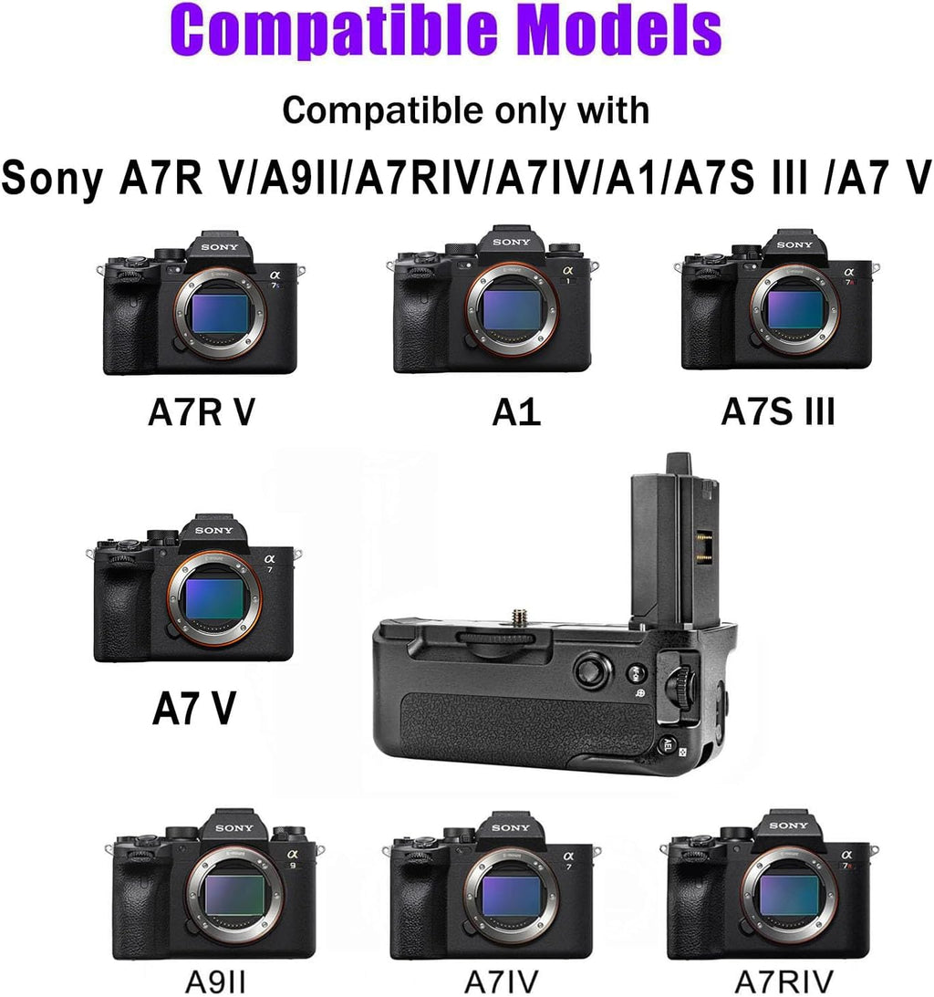 VG-C4EM Battery Grip for Sony A7IV A7R IV A7V A7M4 A9II, Vertical Hand Grip with Dual NP-FZ100 Slots, Ergonomic Non-Slip Design