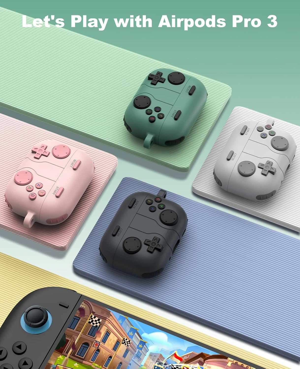 Silicone Case for Airpods Pro 3 (2025), Green | Classic Cool Game Console Design, Shock-Proof Soft Protective Cover for Airpod Pro 3Rd Generation with Cleaning Kit