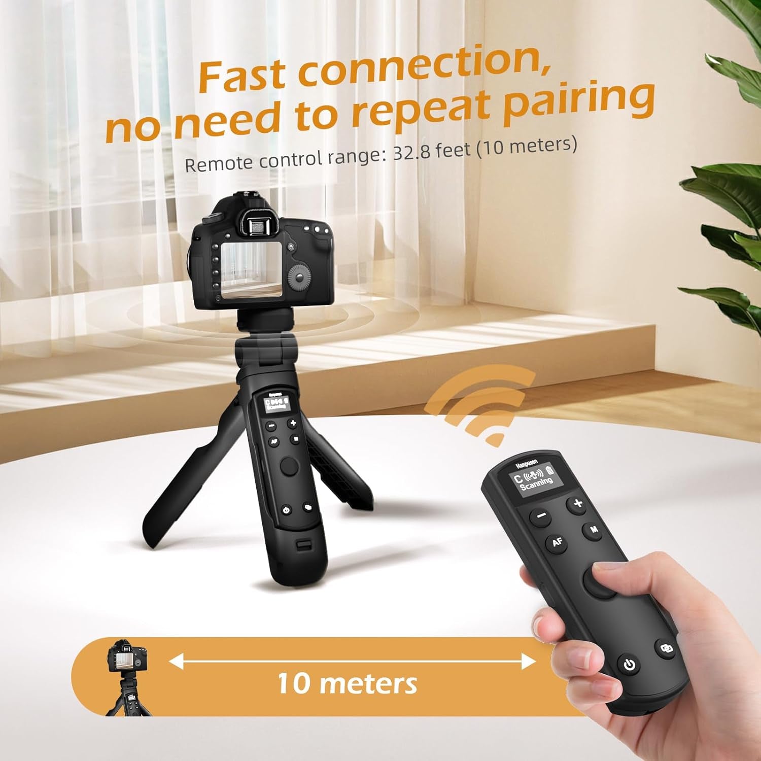 For Canon Tripod Wireless Shooting Grip with Shutter Release - Mini-Tripod with Rechargeable Remote Control for G7 X III/R50/R8/R5/R10/G5 X II/R100/M6 II/M200/M50/R50 V/6D II/V10/V1/SL2, for Vlogging