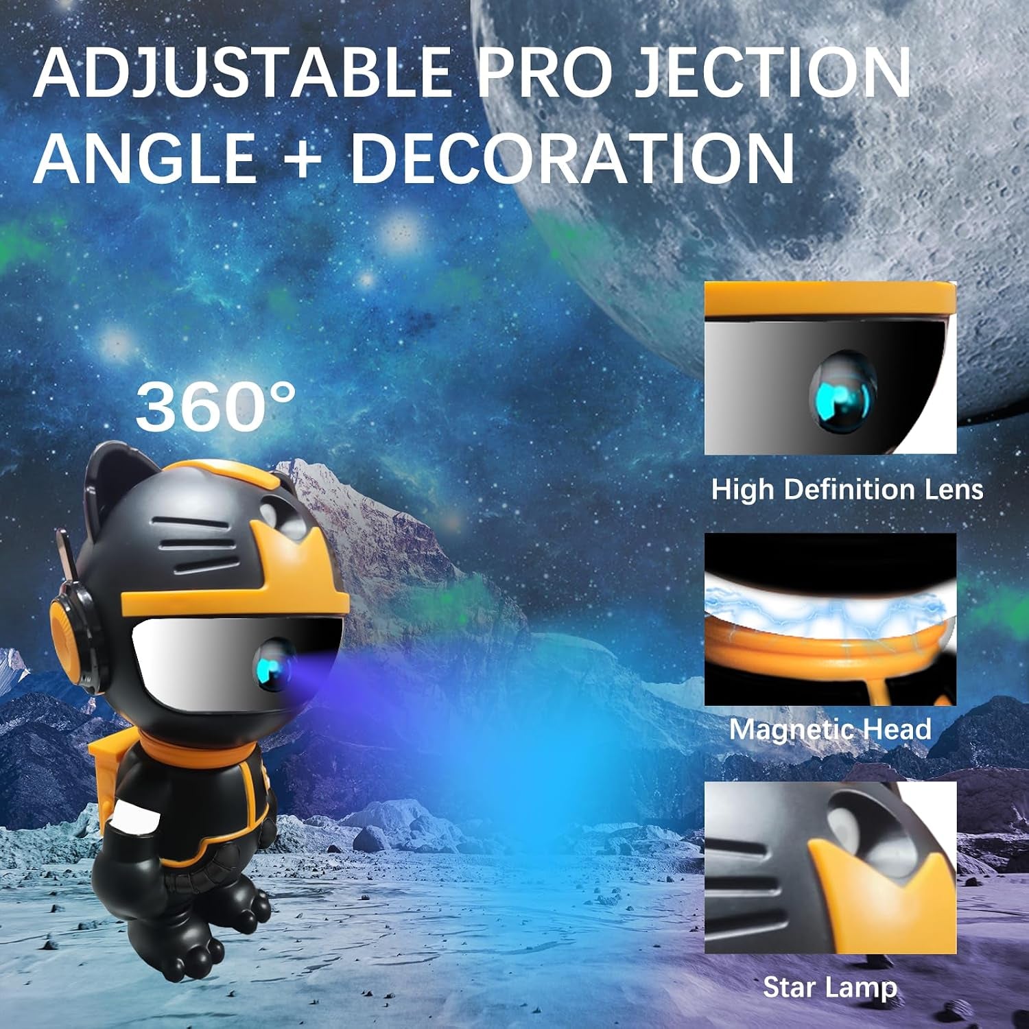Galaxy Projector for Bedroom, 8 Colors Northern Lights Projector, Robot Astronaut Star Projector with Remote Control, Nebula Ceiling Night Light for Kids Room Decor