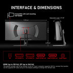 34 Inch Curved Gaming Monitor 240Hz PC Screen Built-In Speakers | UWQHD (3440X1440) 1500R Ultrawide Computer Monitors Mit Freesync & G-Sync Compatible, HDMI 2.0 & DP 1.4, Wall Mountable