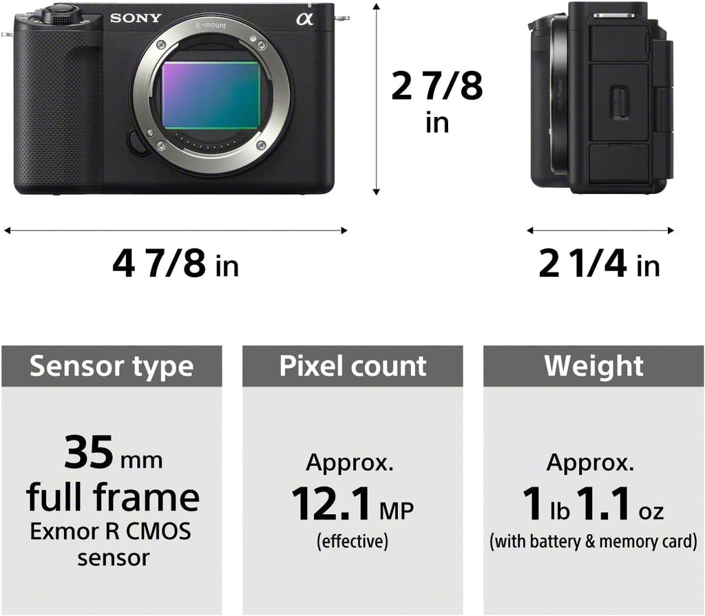 Sony Alpha ZV-E1 Full-Frame Interchangeable Lens Mirrorless Vlog Camera with 28-60Mm Lens - Black Body | 12.1MP Full-Frame Exmor R, 4K60P Internal, 10-Bit 4:2:2, 5-Axis Steadyshot