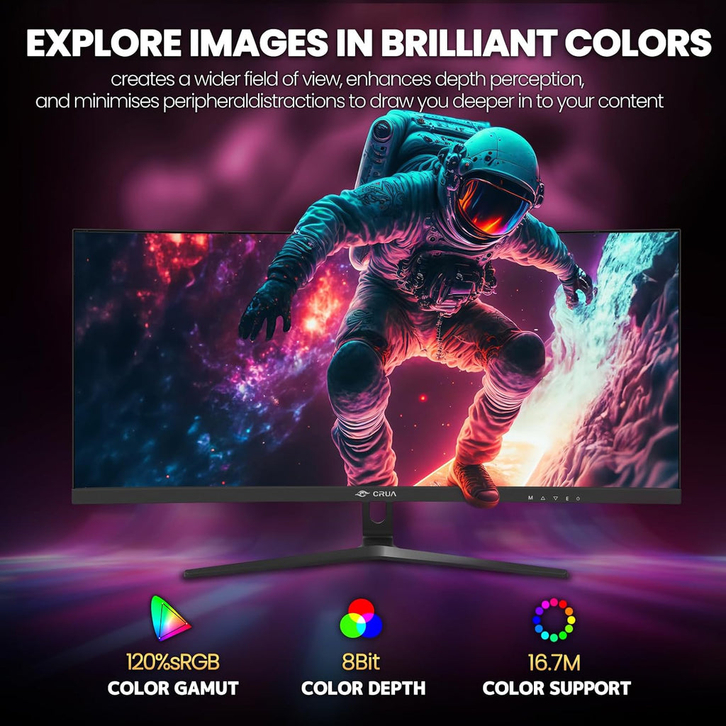 30" FHD 200Hz Ultrawide Curved Gaming Monitor, 1500R, Freesync, Black | 2560X1080 21:9 VA, 120%Srgb, HDMI 2.0/DP 1.4, 3.5Mm Audio and 100X100Mm Wall Mount for Gaming, Movies, Multitasking and Work