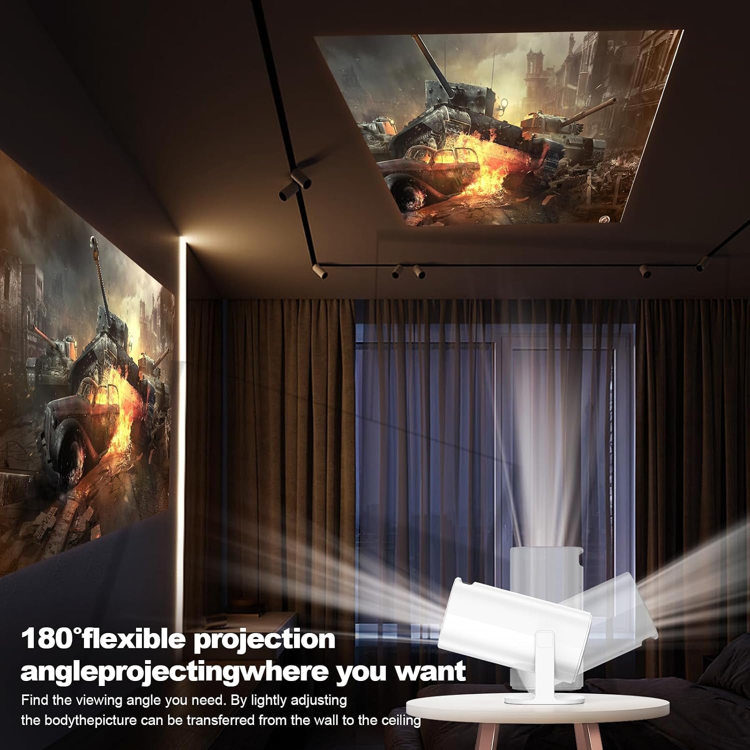 New P30 Retro Game Console with Projector，4K HD Portable Projector with 36000+ Games，Plug and Play TV Video Game Stick，Smart Projector with 2.4G Wireless Controllers，Android TV 11.0, Wifi