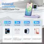 Wireless Charger,15W 3In1 Portable Charger Charging Station Compatible for Iphone 17 16 15 14 Pro Max 13 12 11,For Iwatch 11 10 9 8 7 6 5 4 3 2 Se&Ultra,For Airpods 4 3 Pro,Android Phone Charger