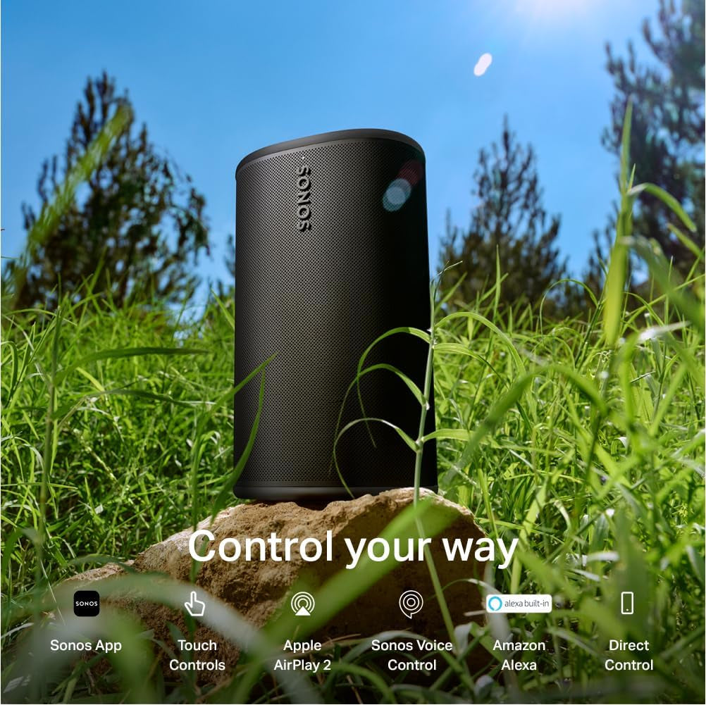 Sonos Play - Portable Bluetooth Speaker with Wifi, Alexa, 24-Hour Battery Life, Charging Base - Black