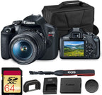 Canon EOS Rebel T7 DSLR Camera | 24.1MP APS-C CMOS Sensor with DIGIC 4+ Image Processor | Built-In Wi-Fi & NFC | EF Lens Compatible Beginner Photography Camera Kit with Shoulder Bag and 64GB Card