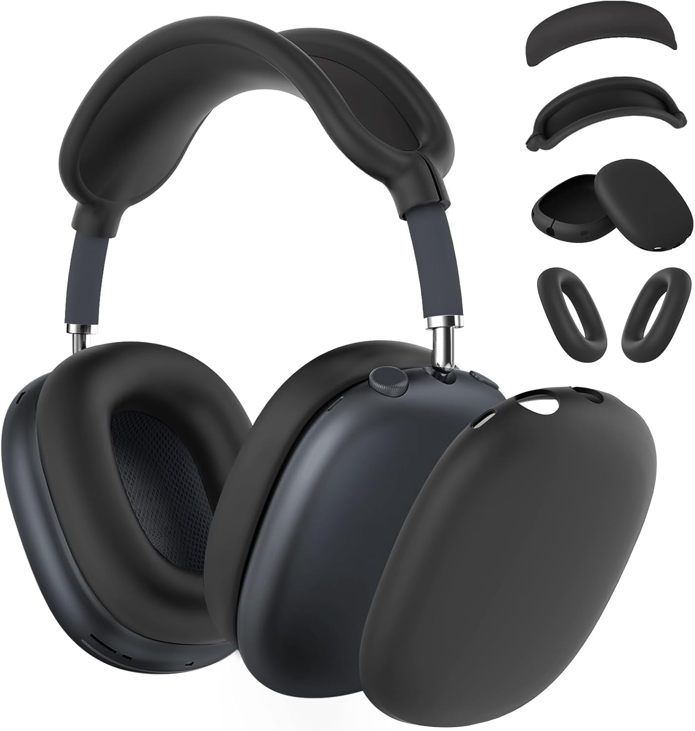 Silicone Case Cover for Airpods Max 2 / Airpods Max Headphones (Black) | Ear Pad Case Cover/Ear Cups Cover/Headband Cover for Airpods Max 2/1 (2026/2024/2020), Accessories for Apple Airpods Max