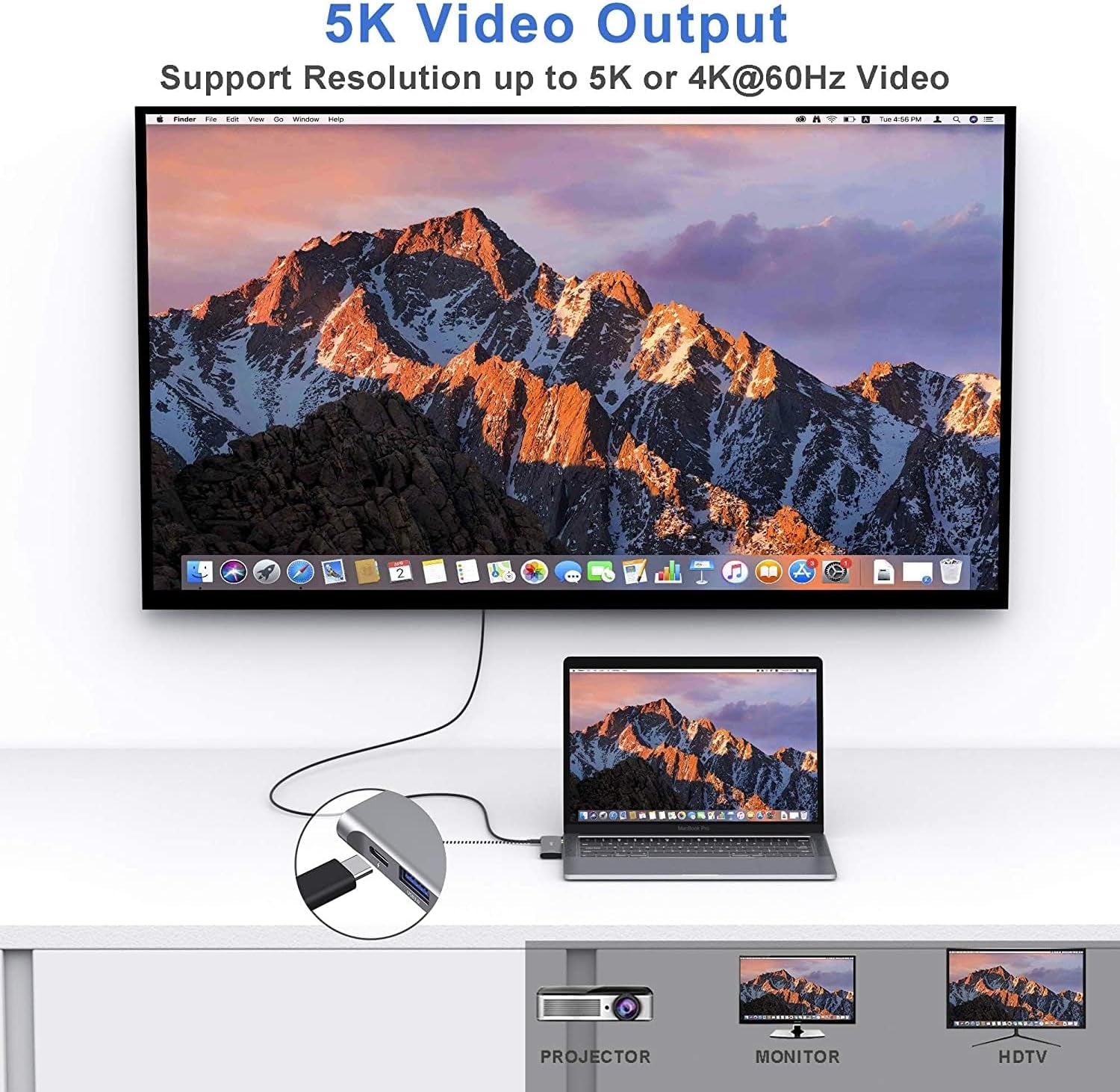 USB C Adapter for Macbook Pro/Air M1 M2 M3 2021 2020 2019 13" 15" 16", 6 in 1 USB-C Hub Macbook Pro Accessories with 3 USB 3.0 Ports,Usb C to Microsd/Sd Card Reader and 100W Thunderbolt 3 PD Port